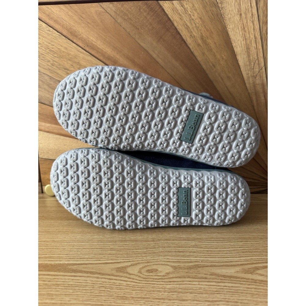 LL Bean Mountain Moc Slippers Women 8 M Blu Suede Sherpa Lined Comfort Boots EUC - Picture 5 of 8